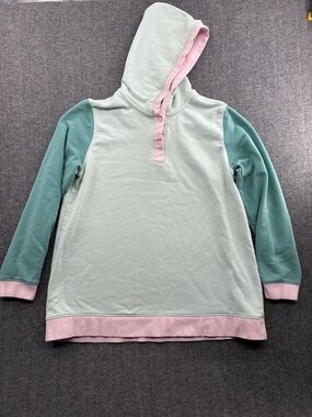 Land’s End Color block Pastel Hooded Pullover Sweatshirt - Mint, Teal & Pink